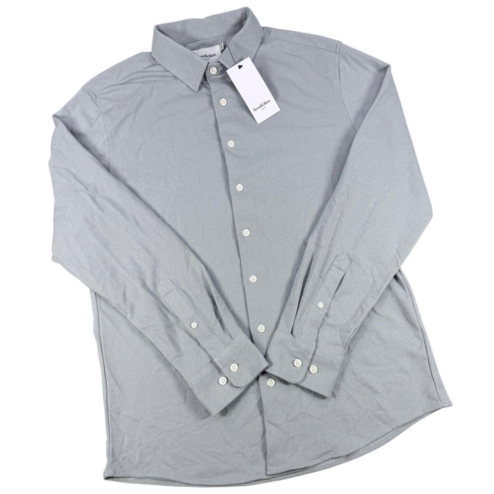 Goodfellow Mens M Gray Cotton Blend Long Sleeve Button‎ Down Standard Fit Shirt